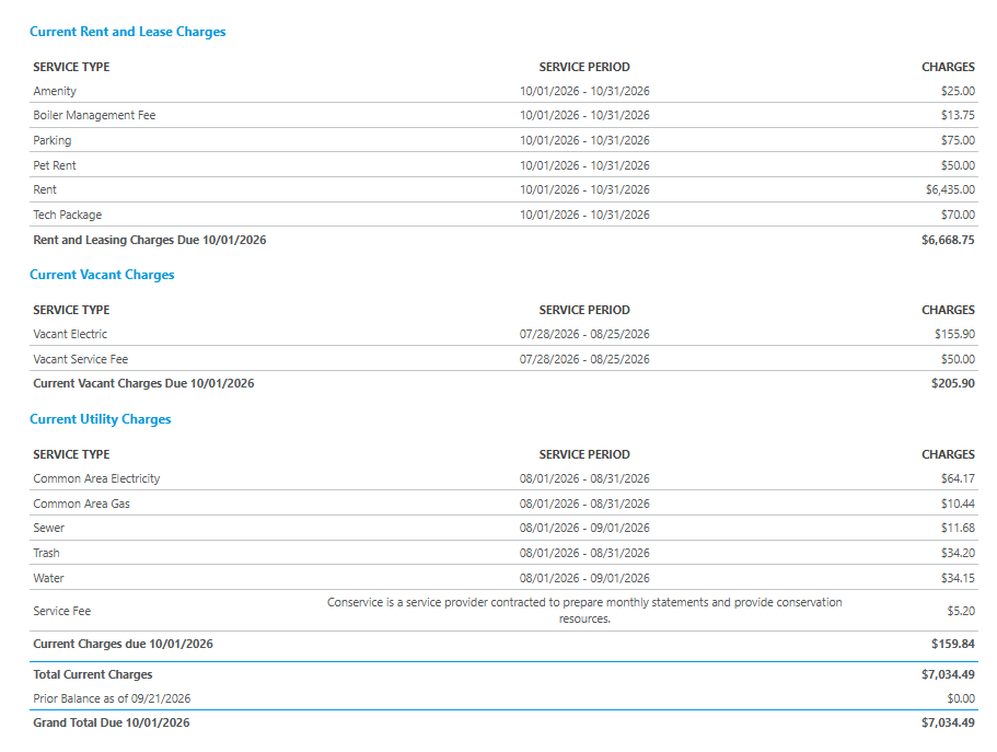 Our October 2026 statement: $6,435 base rent, $7,034.49 total due for the month